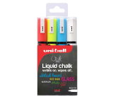 Uni Mitsubishi Chalk Marker Tekuté kriedové fixy mix farieb 1,8-2,5 mm, sada 4 farieb, PWE-5M