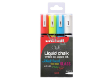 Uni Mitsubishi Chalk Marker Tekuté kriedové fixy mix farieb 1,8-2,5 mm, sada 4 farieb, PWE-5M