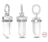 Charm Striebro 925 Mliečne biely amulet, kyvadlo imitácia krištáľ, prívesok na náramok