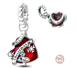 Charm Striebro 925 Vianočné srdce, prívesok na náramok Vianoce
