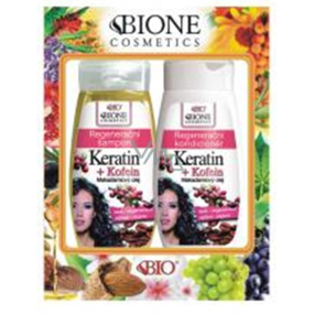 Bion Cosmetics Keratín & Kofeín Makadamiový olej regeneračný šampón na vlasy 260 ml + regeneračný kondicionér 260 ml, kozmetická sada