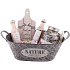 Bohemia Gifts Ruže plechová ošatka vlasový šampón 200 ml + sprchový gél 200 ml + soľ do kúpeľa 1200 ml + mydlo v plechovke 80 g + dekoračné doštičku, kozmetická sada