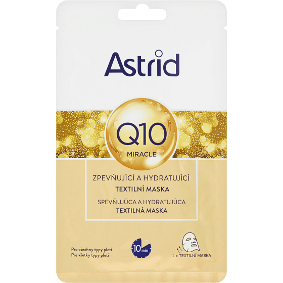 Astrid Q10 Miracle spevňujúca a hydratačná pleťová textilná maska 20 ml