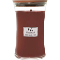 WoodWick Smoked Walnut & Maple vonná sviečka s dreveným knôtom a skleneným viečkom veľká 609 g