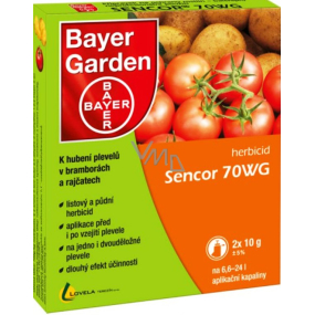 Bayer Garden Sencor 70 WG prípravok na ničenie burín v zemiakoch, paradajkách 2x10 g