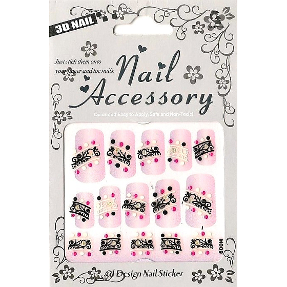 Nail Accessory 3D nálepky na nechty č. 6 1 aršík