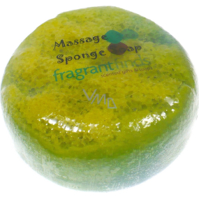 Fragrant Cocoa Glycerínové mydlo masážne s hubou naplnenou vôňou parfumu Channel Coco vo farbe zelenožltej 200 g