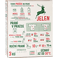 Jelen prací prášok s mydlovým základom, 60 dávok, 3 kg