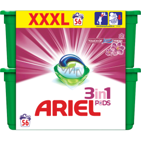 Ariel Touch of Lenor Fresh 3v1 gélové kapsule na pranie bielizne 56 kusov 1674,4 g