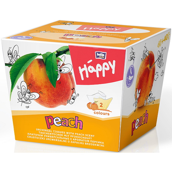 Bella Happy Baby Peach hygienické vreckovky 2 vrstvové 80 kusov