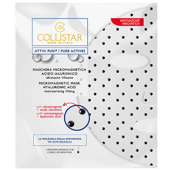 Collistar Pure Actives Micromagnetic Hyaluronic mikromagnetická pleťová maska s kyselinou hyalurónovou pre lifting a hydratáciu pleti 17 ml