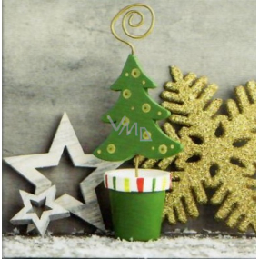 Nekupto Vianočné kartičky na darčeky zelený stromček 6,5 x 6,5 cm 6 kusov