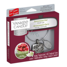 Yankee Candle Black Cherry - Zrelé čerešne vôňa do auta kovová strieborná visačka Charming Scents set Square 13 x 15 cm, 90 g