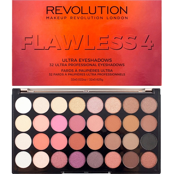 Makeup Revolution Ultra Eyeshadows paletka 32 očných tieňov Flawless 4 16 g