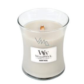 Woodwick Warm Wool - Hrejivá vlna vonná sviečka s dreveným knôtom a viečkom sklo stredná 275 g