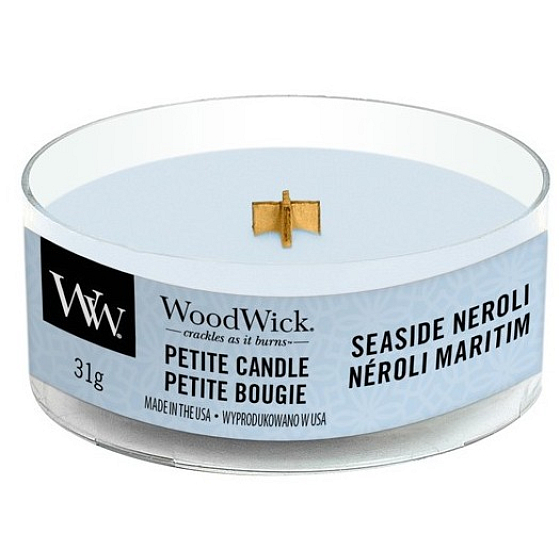 Woodwick Seaside Neroli - Pobrežná neroli vonná sviečka s dreveným knôtom petite 31 g