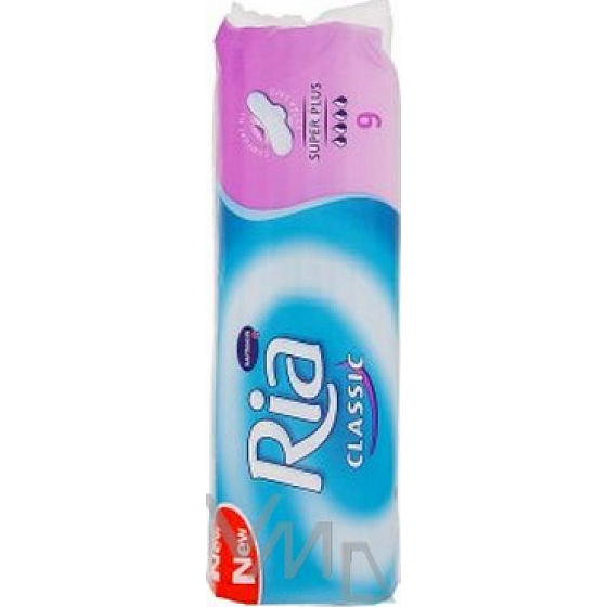 Ria Classic Super Plus hygienické vložky dlhšia s krídelkami 9 kusov