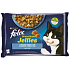 Felix Sensations Jellies Multipack losos a treska v ochutenom želé, kompletné krmivo pre dospelé mačky 4 x 85 g