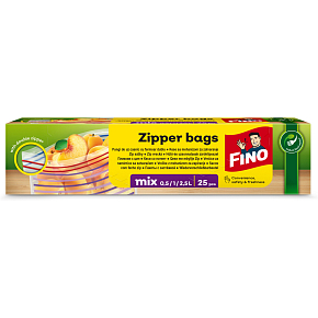 Fino Zipper uzatvárateľné sáčky mix veľkostí (10x0,5L / 10x1L / 5x2,5L) 25 ks