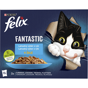 Felix Fantastic kapsičky pre mačky s lososom, platýsomerom, tuniakom a treskou, 12 × 85 g