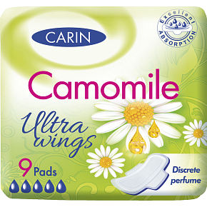 Carin Ultra Wings Kamille dámske vložky, 9 ks