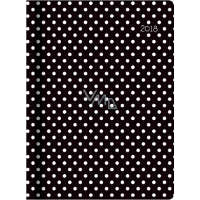 Albi Diár 2018 denný Čierny s bodkami 12,5 cm × 17 cm × 2,2 cm