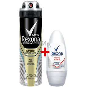Rexona Men Sport Defence antiperspirant dezodorant sprej 250 ml + Rexona Active Shield guličkový antiperspirant dezodorant roll-on pre ženy 50 ml, duopack