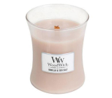 Woodwick Vanilla & Sea Salt - Vanilka a morská soľ vonná sviečka s dreveným knôtom a viečkom sklo stredná 275 g