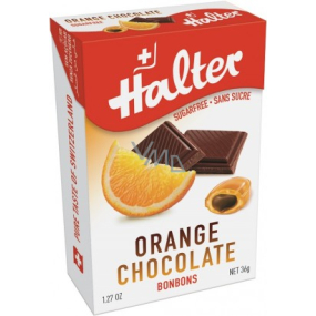 Halter Orange Chocolate - Pomaranč s čokoládou cukríky bez cukru, s prírodným sladidlom Izomalt, vhodné aj pre diabetikov 36 g