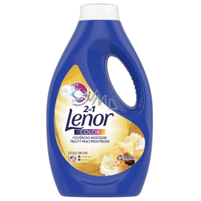 Lenor Color 2v1 Gold Orchid vôňa vanilky, mimózy, ruží a broskýň tekutý prací gél na farebnú bielizeň 18 dávok 990 ml