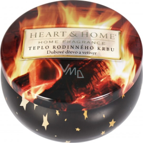 Heart & Home Teplo rodinného krbu Sójová vonná sviečka v plechovke horí až 30 hodín 125 g