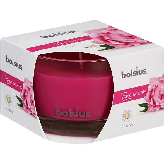 Bolsius True Scents Peony - Pivonka vonná sviečka v skle 90 x 63 mm