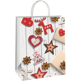 Ditipo Darčeková papierová taška 22 x 10 x 29 cm Vianočné dekorácie drevo, drevené ozdoby