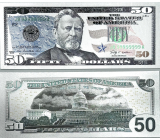 Talisman postriebrený 50 USD bankovka