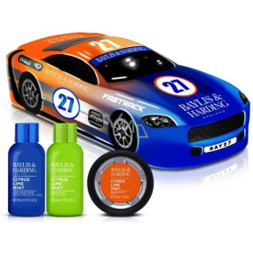 Baylis & Harding Citrus, limetka a mäta sprchový gél na telo a vlasy 30 ml + sprchový gél 30 ml + tuhé mydlo 50 g + pretekárske auto, kozmetická sada pre mužov