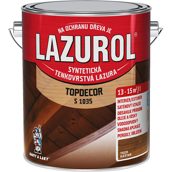 Lazurol Topdecor S1035 tenkovrstvá lazúra na drevo T020 gaštan, 2,5 l