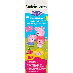 Vademecum Peppa Pig Red Fruit detská zubná pasta 0–6 rokov, 50 ml Vademecum Peppa Pig Red Fruit detská zubná pasta 0–6 rokov, 50 ml