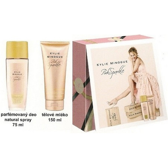 Kylie Minogue Pink Sparkle parfumovaný dezodorant sklo pre ženy 75 ml + telové mlieko 150 ml, kozmetická sada