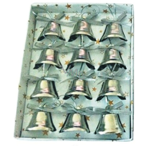 Zvončeky strieborné 2,5 cm 12 kusov v krabičke