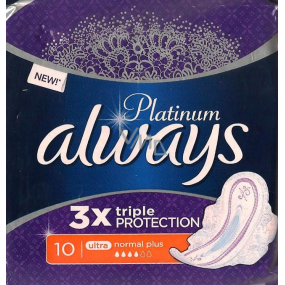 Always Platinum 3 x Triple Protection Ultra Normal Plus hygienické vložky s krídelkami 10 kusov