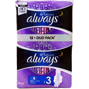 Always Platinum Ultra Night hygienické vložky s krídelkami 2 x 6 kusov