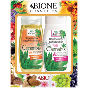 Bion Cosmetics Cannabis regeneračný výživný šampón 260 ml + regeneračný kondicionér na vlasy 260 ml, kozmetická sada