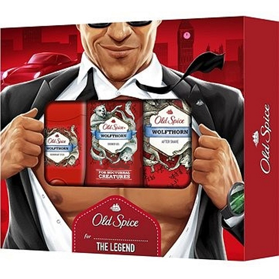 Old Spice Wolfthorn sprchový gél 250 ml + tuhý deodorant 50 ml + voda po holení 100 ml, kozmetická sada