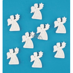 Bieli anjelici s glitrami 3,3 cm, 8 kusov v krabičke