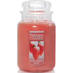 Yankee Candle White Strawberry Bellini - Biely jahodový koktail vonná sviečka Classic veľká sklo 623 g