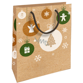 Nekupto Darčeková Kraftová taška 25 x 8 x 19 cm Vianočný anjel, vločky, stromček 593 WKHM
