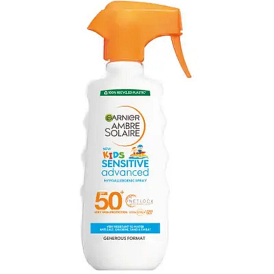 Garnier Ambre Solaire Kids Sensitive SPF50 + opaľovacie mlieko sprej 300 ml
