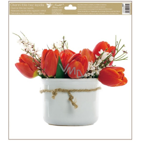 Okenná fólia bez lepidla tulipány červená 30 x 33,5 cm