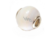 Achát biely prívesok okrúhly prírodný kameň 14 mm, otvor 4,2 mm 1 kus, poskytuje pokoj a pohodu