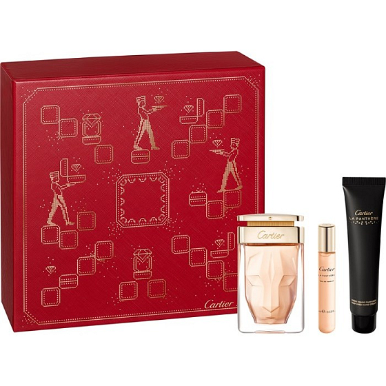 Cartier La Panthere parfumovaná voda 75 ml + parfumovaná voda 10 ml miniatúra + krém na ruky 40 ml, darčeková sada pre ženy